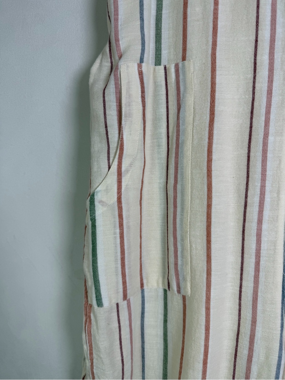 American Eagle Women’s Sz M Striped Cotton Linen Wide Leg Jumpsuit Boho Coastal - Picture 5 of 11